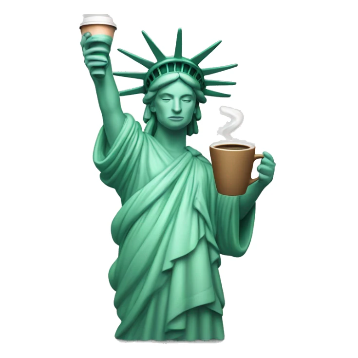 statue of liberty drinking coffee sticker