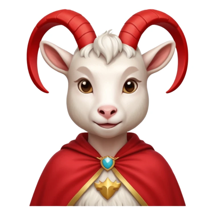 white female goat wearing a read cape like superman sticker