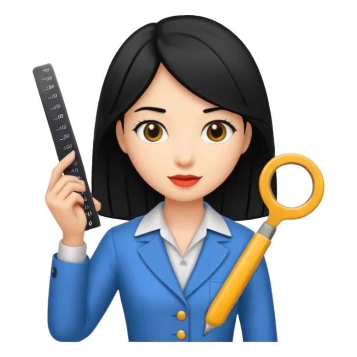 tailor woman holding measure black hair sticker