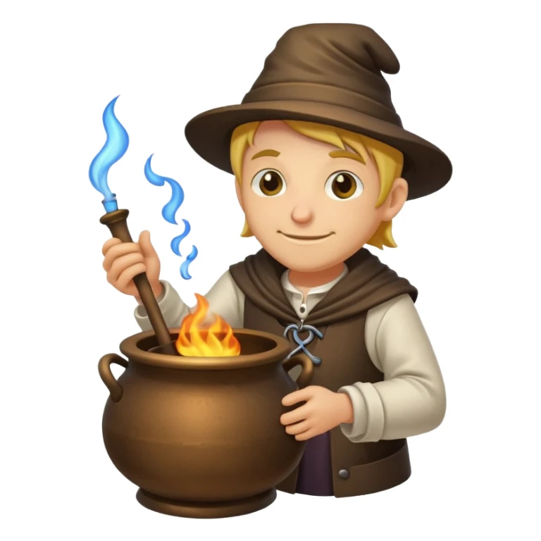 alchemist leaning on cauldron smug smile sticker