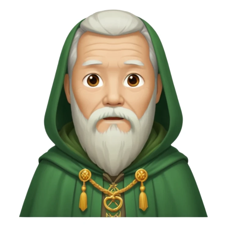 chinese old man bearded with green cloak sticker