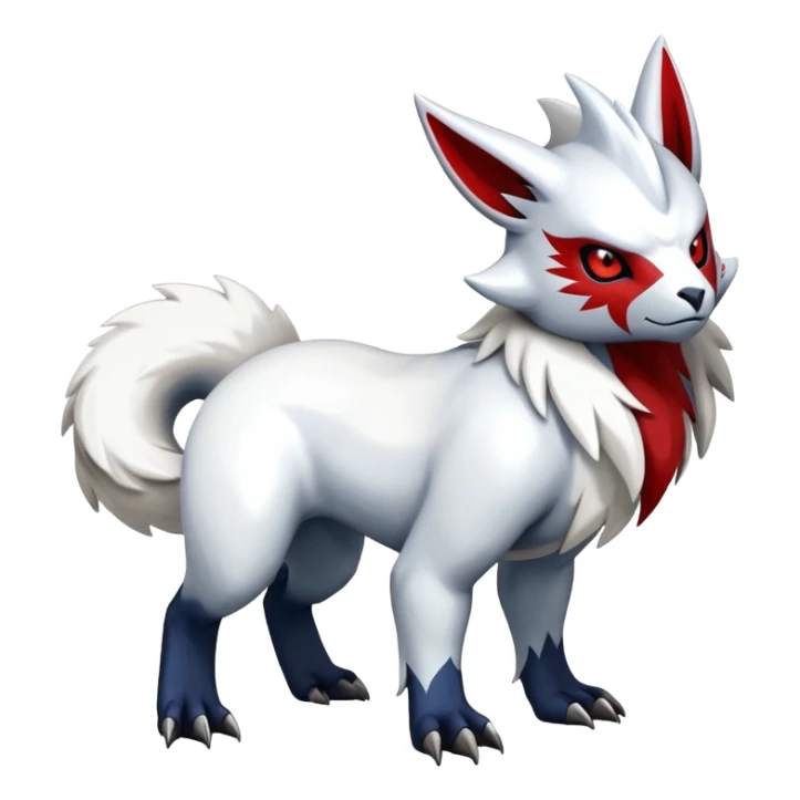 Shiny exotic Absol-Zangoose-Fakémon-hybrid-creature (full body)  with markings sticker
