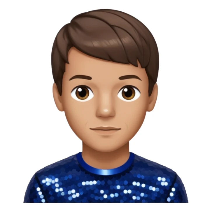 Louis Tomlinson from One Direction with light skin, brown hair, dark blue sequin outfit sticker