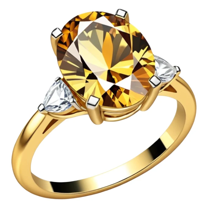 a luxurious gold diamond ring, plain band and large oval diamond stone sticker