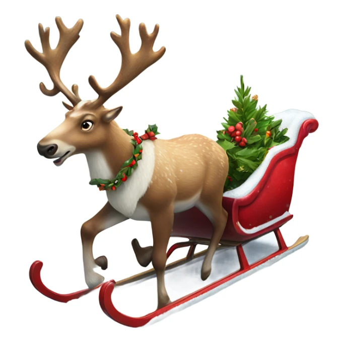 Hyper Realistic Reindeer pulling a Christmas sleigh through the snow  sticker