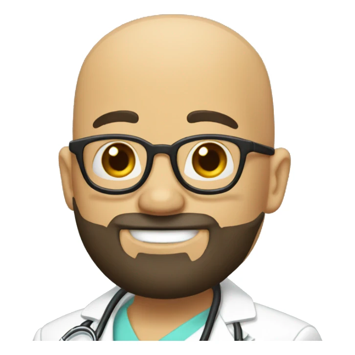 Bald head doctor tan skin crown black beard sticker