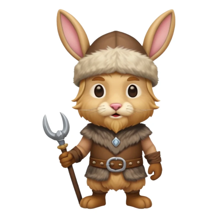 a cartoon Viking fully body rabbit with horned cap sticker