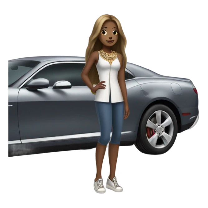 girl with car and jewelry sticker