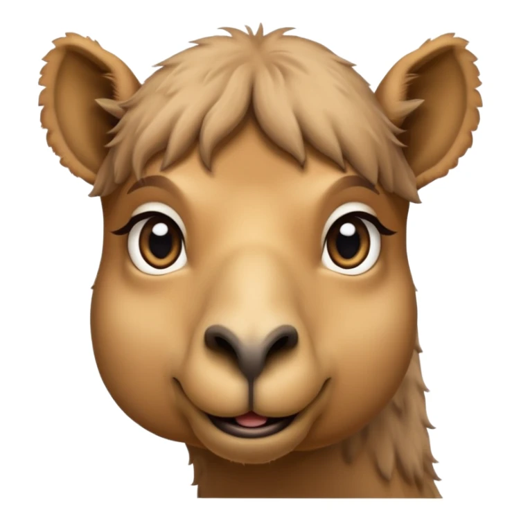 A sweet young male camel with big eyes, soft fur, and a calm, friendly look. sticker