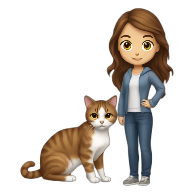 Litil girl whit brown hair taking a cat sticker