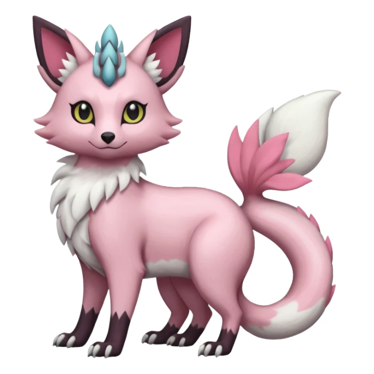 Pastel white rose-pink Reshiram-Umbreon-Genet-Noivern-Civet-Hybrid (Full body) sticker