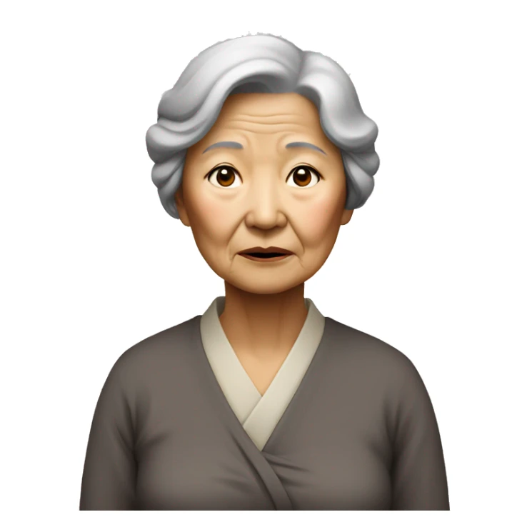old sad asian lady standing upfront  sticker