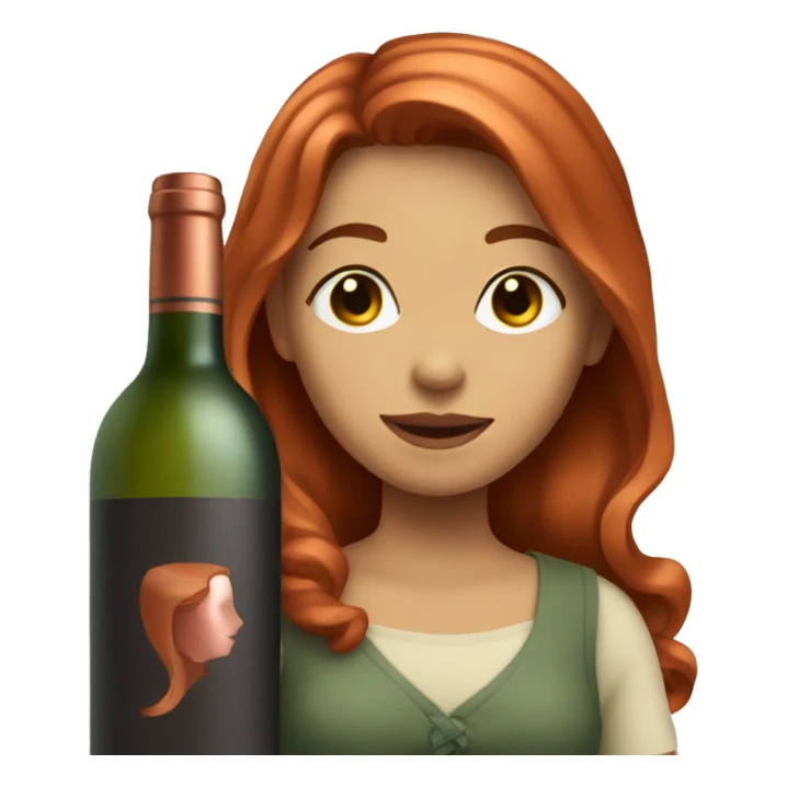 girl with copper hair holds a bottle of wine  sticker