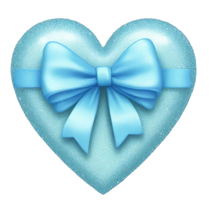 pastel blue sparkly heart with bow sticker