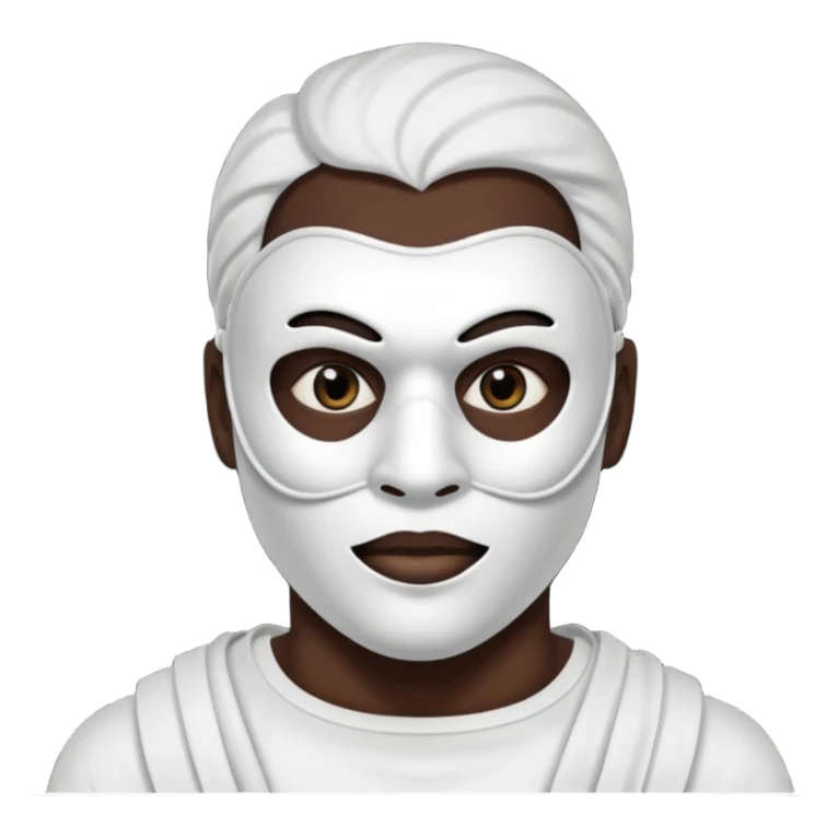 half-man-half-mask dark eyes dark mouth sly face white mask sticker