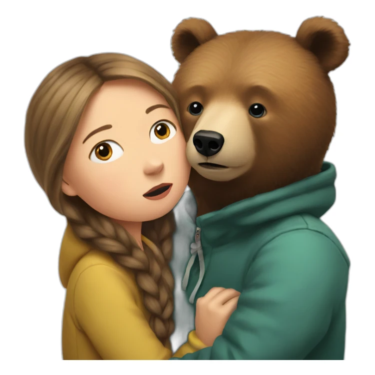 greta thunberg kiss an bear sticker