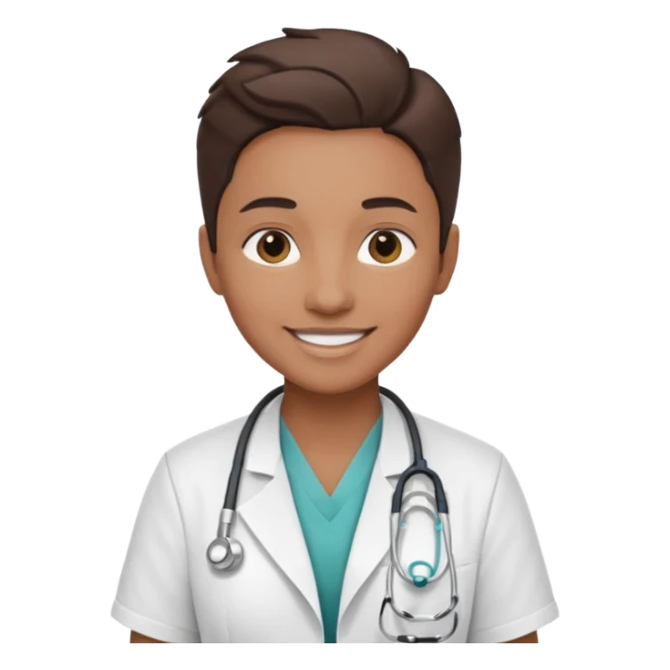 androgynous medium tone skin physician, NO stethoscope around neck sticker