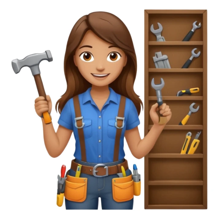 beautiful girl with long brown hair constructing new lounge room sticker