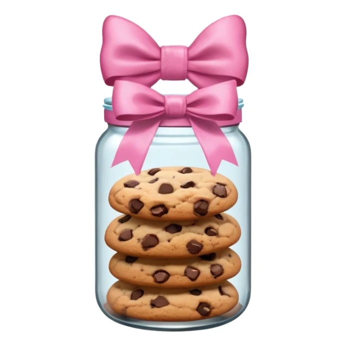 Pink jar of chocolate chip cookies with a bow  sticker
