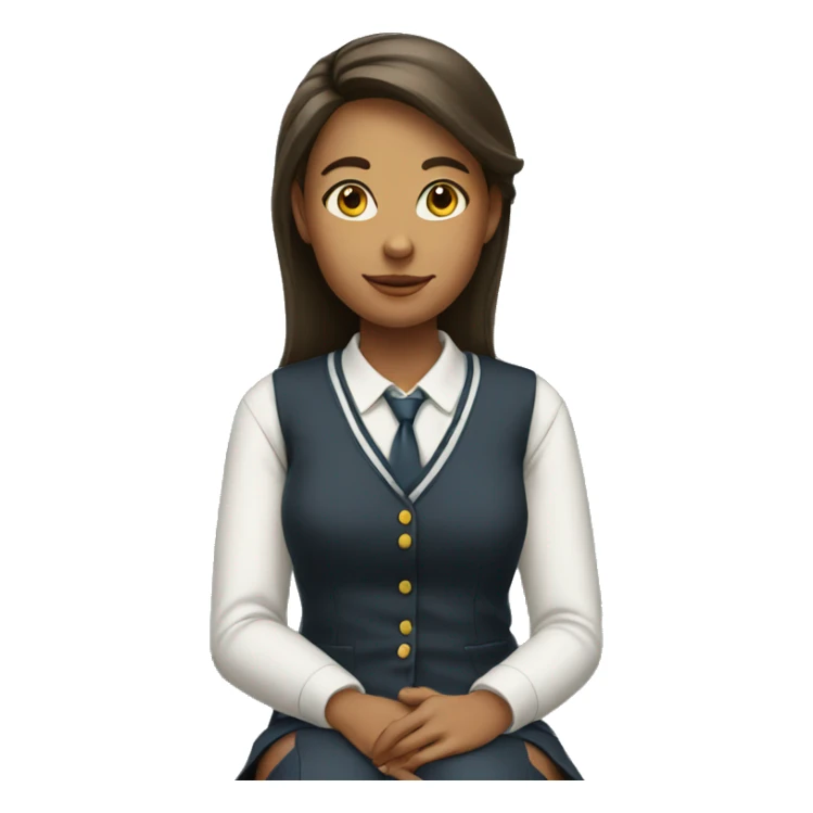 A young woman in a school uniform sitting legs crossed  sticker