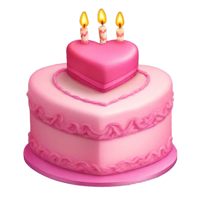 Pink heart shaped fancy birthday cake sticker
