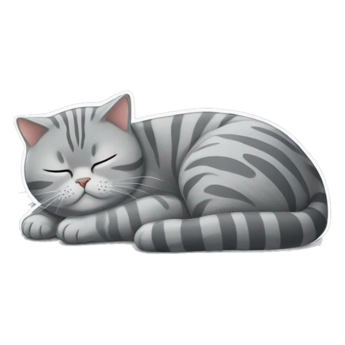 Grey striped british shorthair cat sleeping sticker