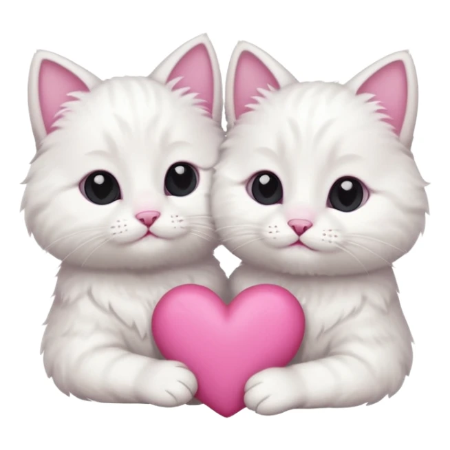 white tow cats hands holding a pink heart sticker