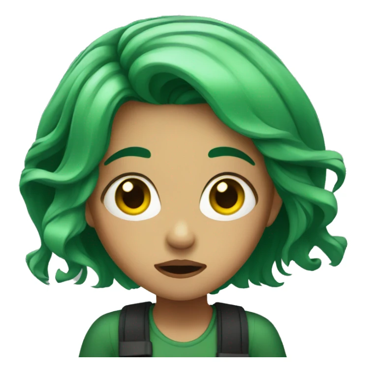  scared girl green hair  sticker