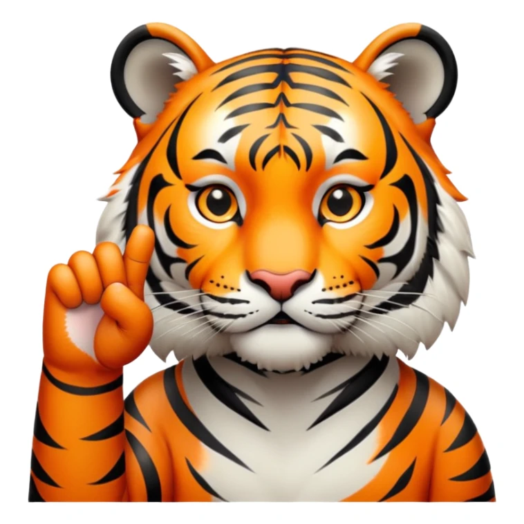 Tigre com os dedos fazendo 3 sticker