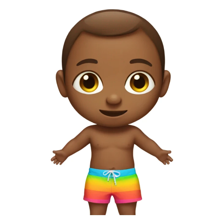 Brown baby in board shorts  sticker