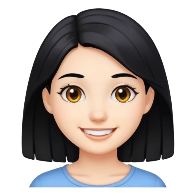 smiling girl with black hair sticker