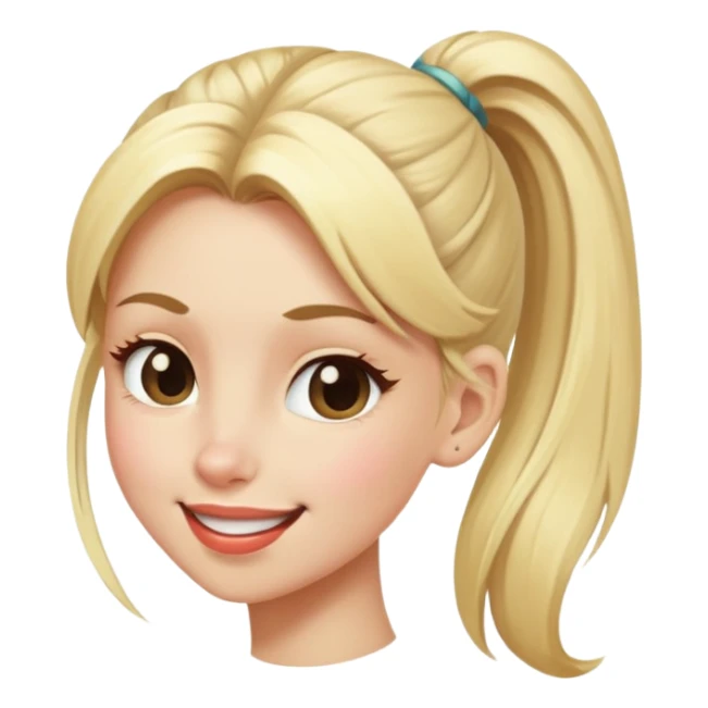 blonde girl with high pony tail hair, winking sticker
