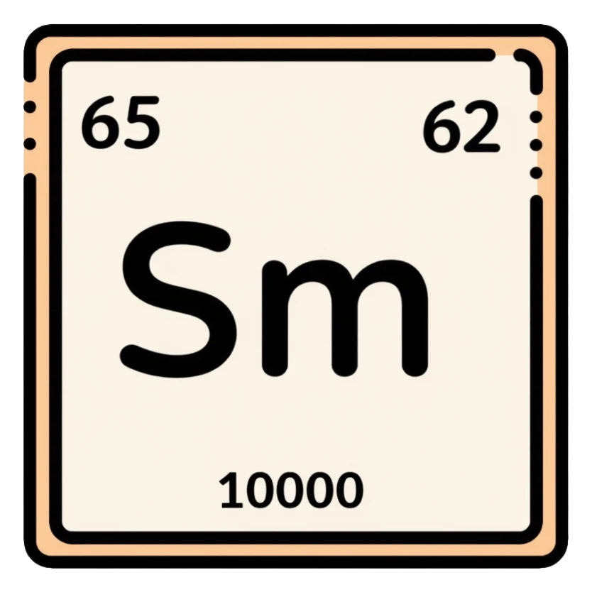 samarium element, rare earth metal, chemical element Sm, atomic number 62 sticker