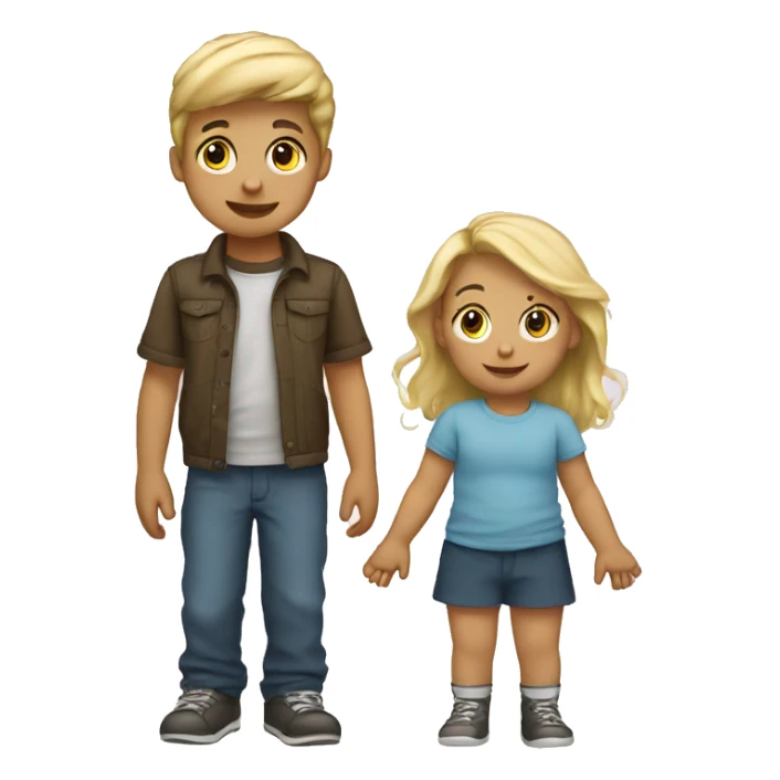 blond teenage girl with boy toddler, siblings sticker