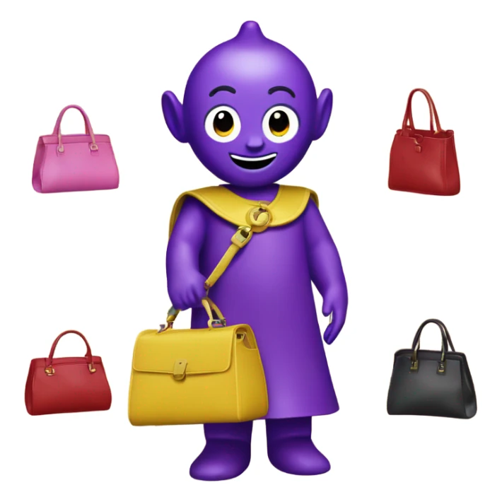 Teletubby tinky-winky with handbags  sticker
