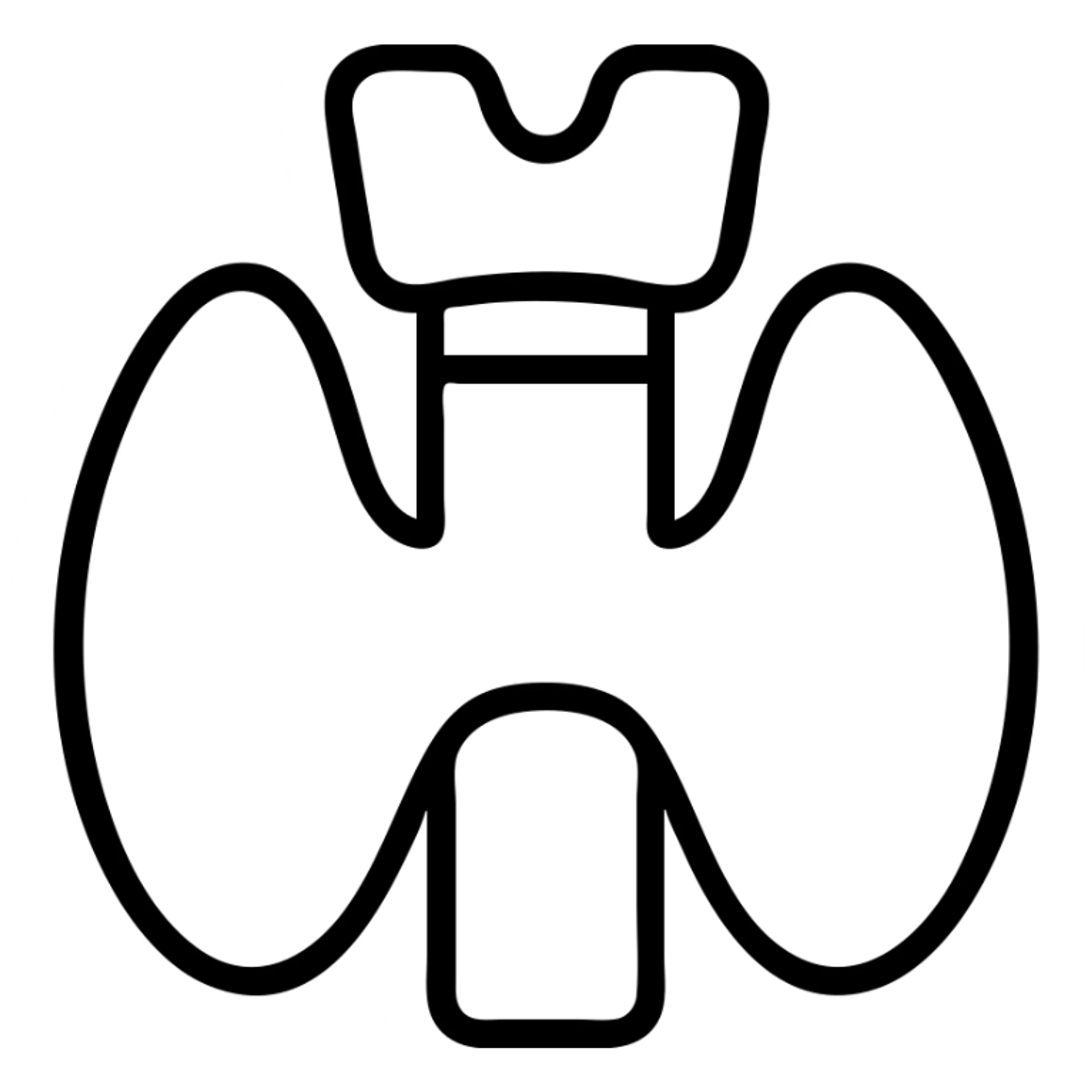 black outlined icon of the human thyroid gland, line art only sticker