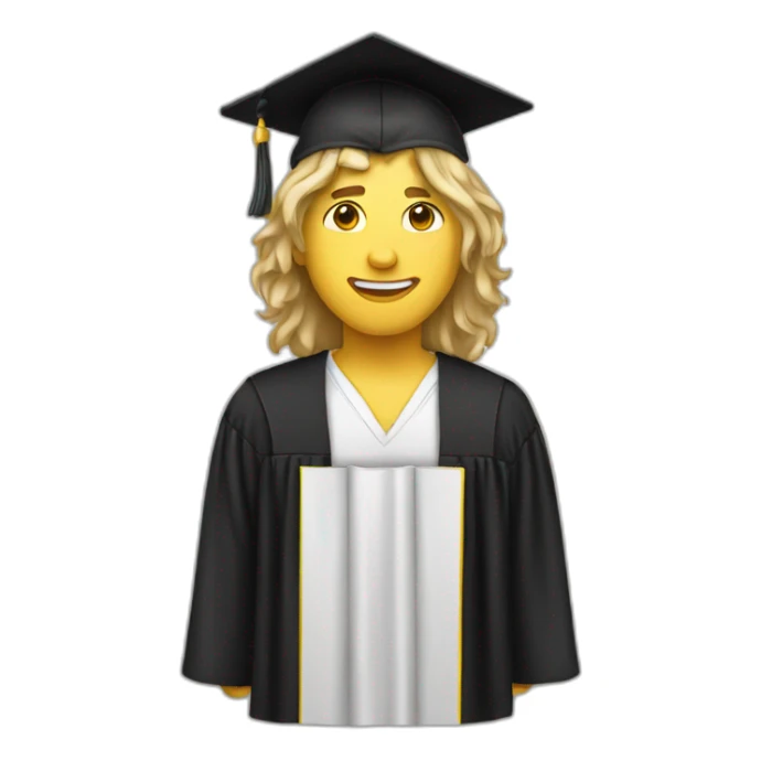 White Male college graduate long Hair emoji sticker