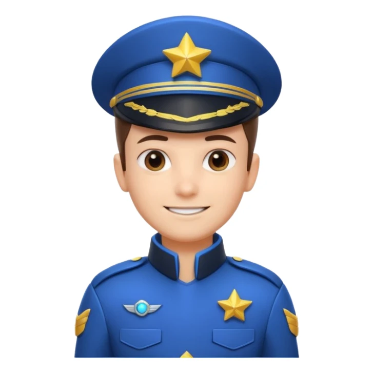cute spaceship captain portrait, head and shoulders only, futuristic captain uniform collar, captain badge, confident smile, 3D cartoon, mobile game icon style, clean background, no text, no watermark
 sticker
