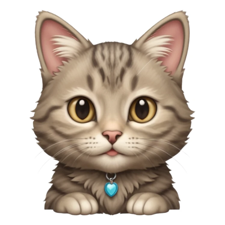 A high-resolution photo-realistic digital illustration of a grey tabby cat kitten, chest upward sticker