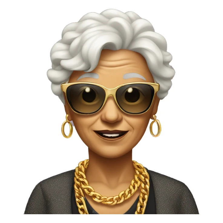rich cool grandma in sunglasses with a gold chain sticker