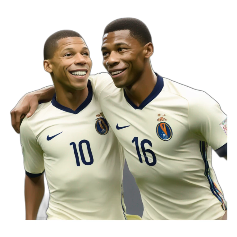 Mbappé and Pelé in style of sorolla sticker