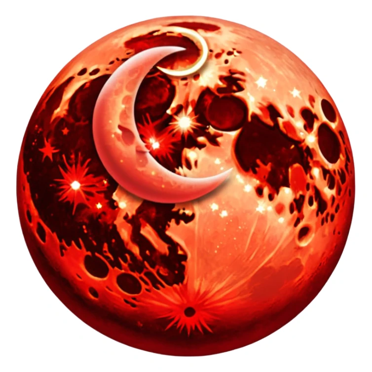 glitter red blood moon crescente sticker