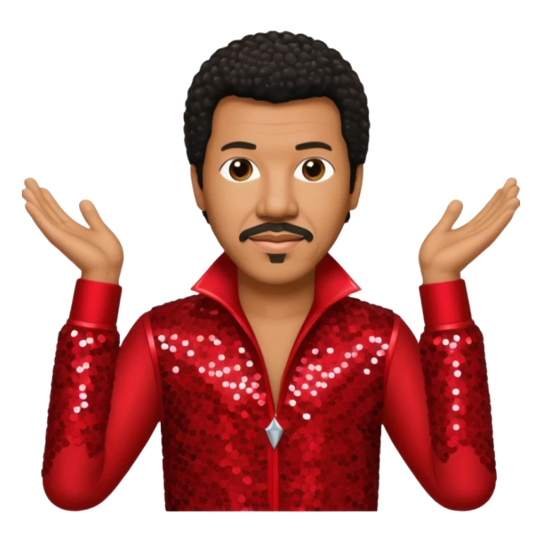 Lionel Richie with dark brown hair, red sequin outfit  sticker