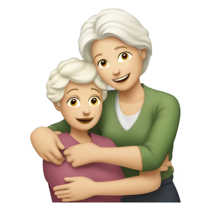 blond woman hugging grandmother sticker