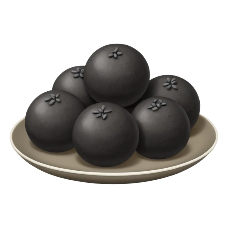 black sesame small glutinous rice flour balls white sticker