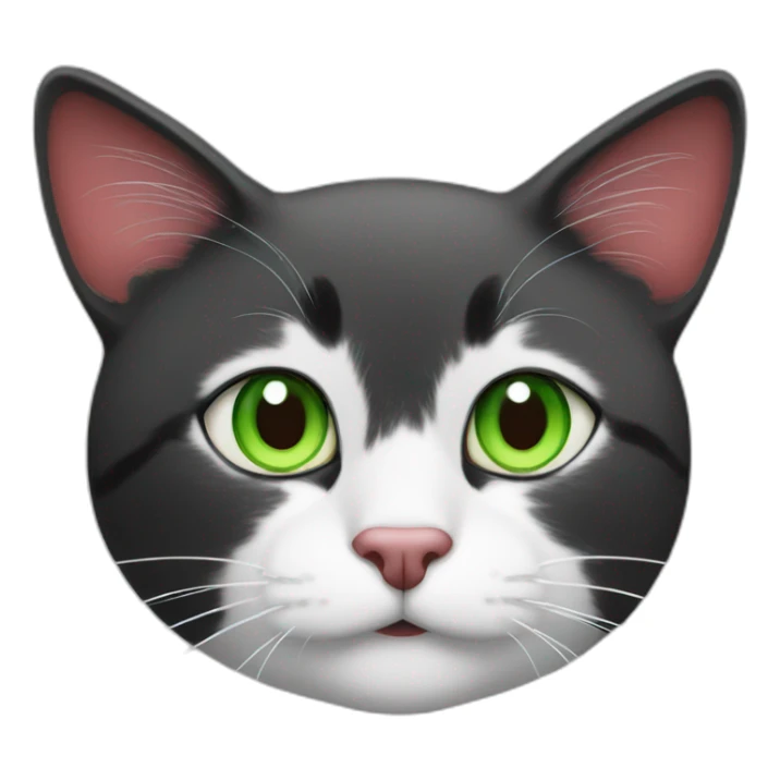 black and white-red cat with green eyes sticker