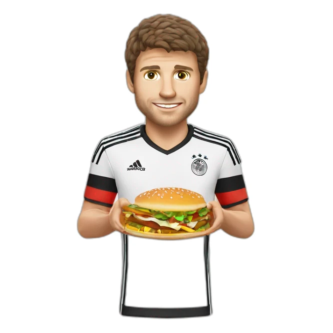 Germany football player Thomas Muller is eating sticker