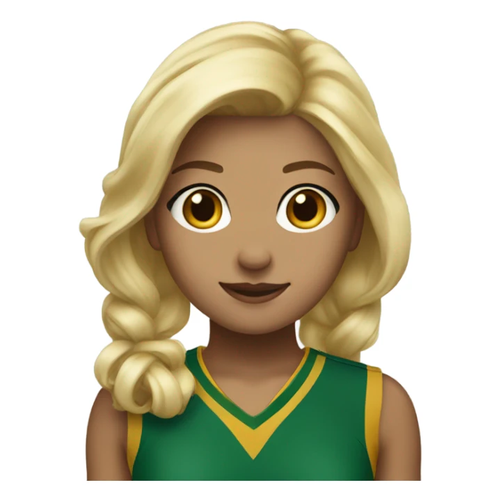 Blonde girl green and gold cheer uniform  sticker