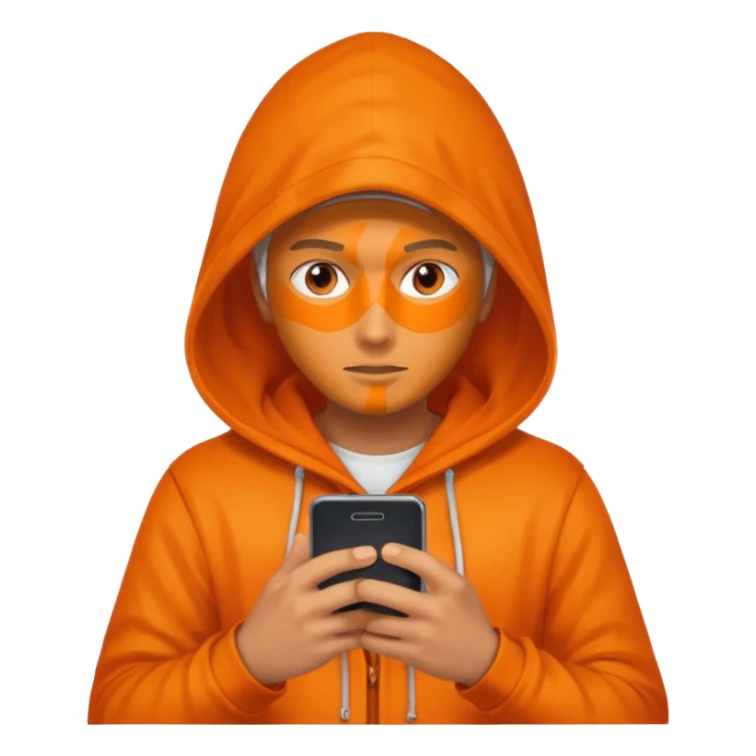 hooded-on-their-phone-making-money orange skin sticker
