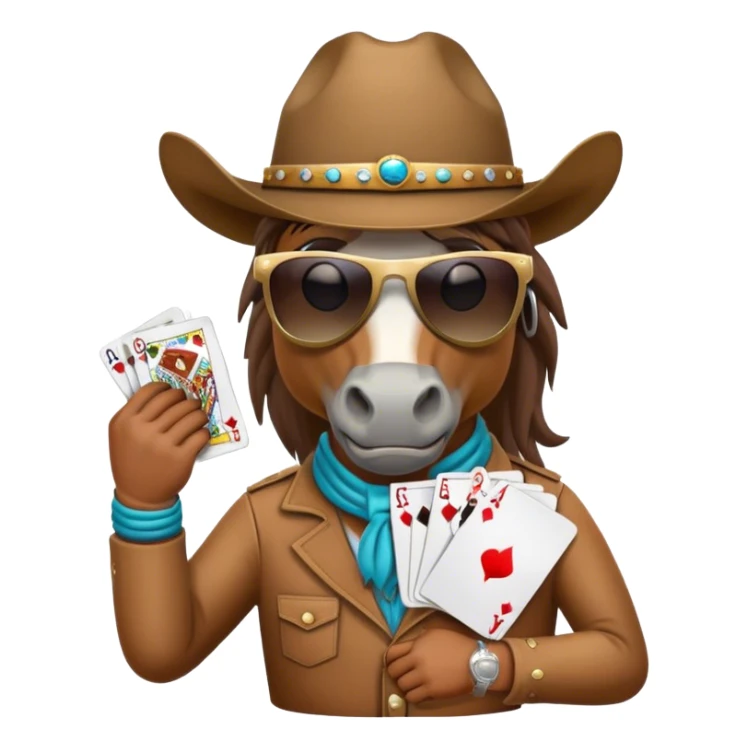 horse playng poker wearing cowboy hat wearing sunglasses sticker